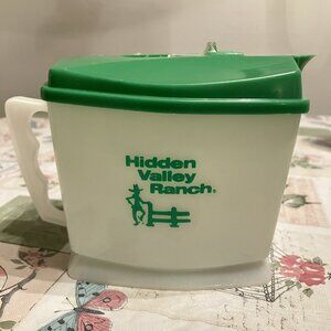 Hidden Valley Ranch Dressing Small Plastic Pitcher 5” W/Green Lid Cowboy Logo